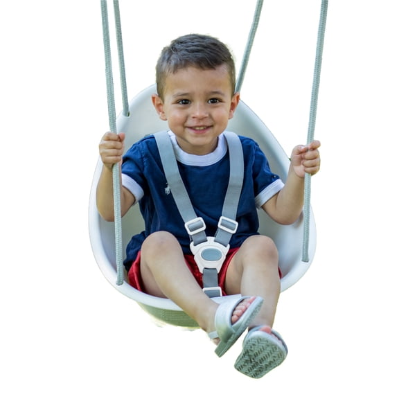 Swurfer Coconut Toddler Swing – Comfy Baby Swing Outdoor, Safe Quick Click Locking System, Easy Installation, Ages 6 - 36 Months, White