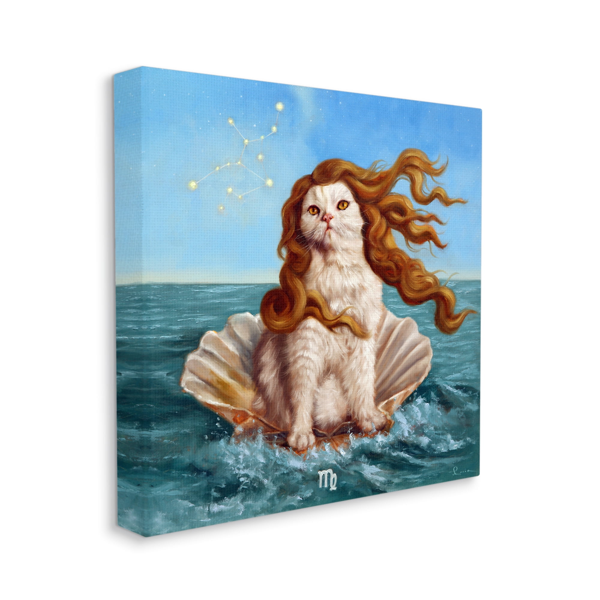 Stupell Industries Cat Ocean Seashell Scorpio Astrological Symbol Constellation Painting Gallery Wrapped Canvas Print Wall Art, Design by Lucia Heffernan