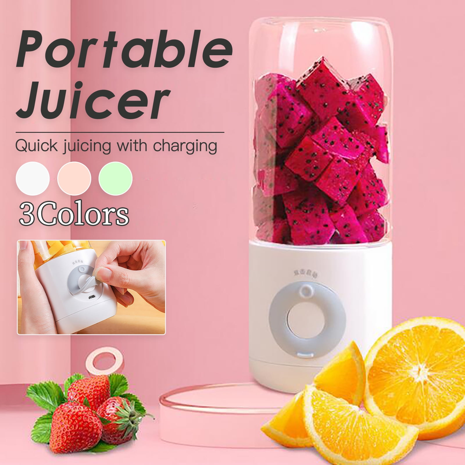 LSLJS Portable Blender, Mini Portable Electric Fruit Juicer,400ml USB Charging Personal Mixer,Handheld Fresh Juice Blender Bottle for Sports Travel Sports Kitchen