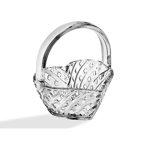 Godinger Crystal Heart Shaped Basket Candy Dish, Trinket Holder