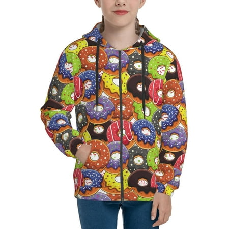 

Hoodies for Teen Girls Boys Donut Print No.9054 Long Sleeve Youth Kids Essentials Zip Up Hoodie Lghtweight Fashion Hoodies & Sweatshirts Jacket Fall Winter Outfits Tops