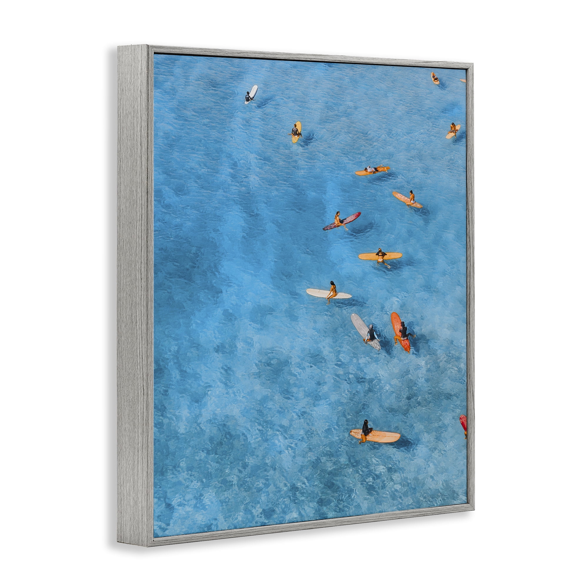 Stupell Industries Leisurely Surfers on Sea Gray Framed Giclee Art, design by Jesse Keith