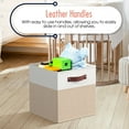 thumbnail image 3 of Ornavo Home Foldable Collapsible Storage Box Bins Linen Fabric Shelf Basket Cube Organizer with Leather Handles - Set of 6 - 13 x 13 x 13 - White/ Khaki, 3 of 5