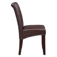thumbnail image 3 of Parsons Dining Chair with Antique Bronze Nail Heads in Cocoa Faux Leather, 3 of 7