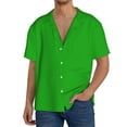 thumbnail image 7 of Lsque Green print Men's Cuban Collar Short Sleeve Shirt Summer Beachwear Casual Button Down Fashionable Vacation Leisure Shirt-4X-Large, 7 of 7