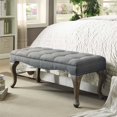 thumbnail image 2 of Pemberly Row Cabriolet Linen Nailhead Bedroom Bench in Washed Gray, 2 of 3