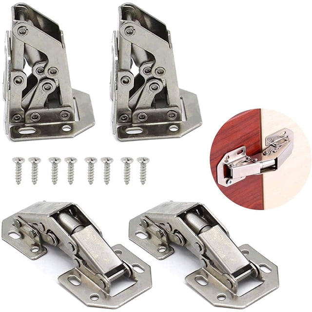 4 Pcs Cold-Rolled Steel Concealed Cabinet 90 Degree Door Hinge, Cabinet Hinges, Mechanism Hinges, 90°Full Overlay Hinges, with Screws, for Inset Kitchen Cabinet Cupboard Wardrobe Doors