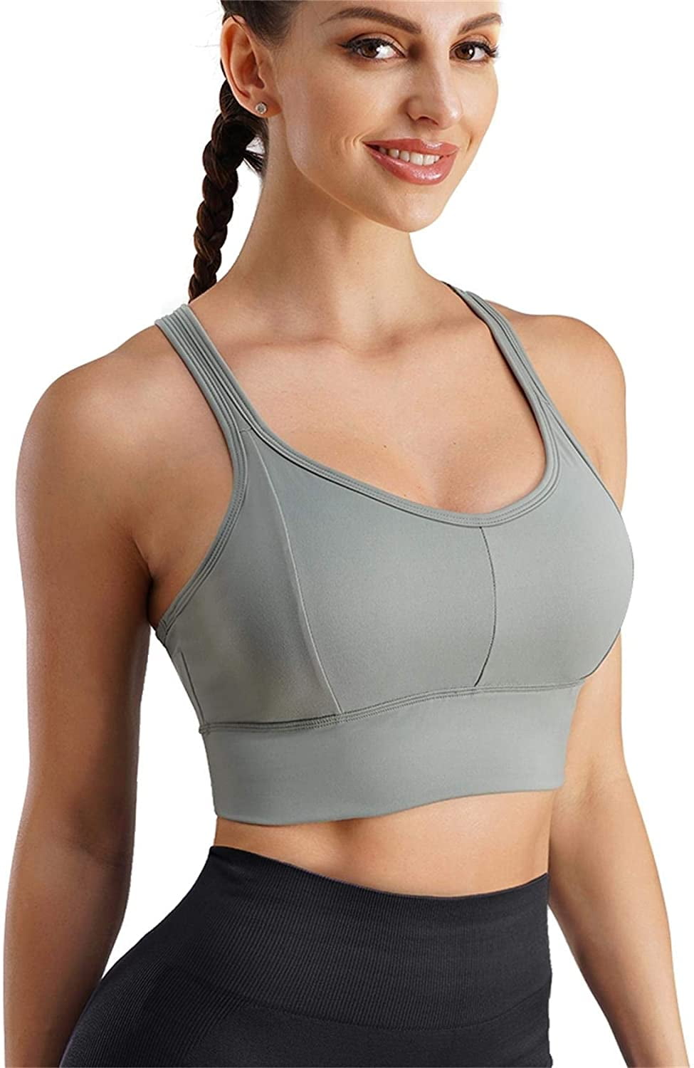 Women Bust Shaping Yoga Athletic Padded High Impact Workout Sports Bra Crop Tank Top