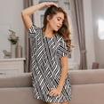 thumbnail image 3 of Xecao Black White Stripes for Women's Loose Nightgown Sleepwear Short Sleeves Shirt Casual Print Sleepdress, 3 of 6