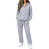 Hearthz Jogging Sets for Women 2 Piece Quarter Zip Hoodie Wide Leg Sweatpants Set Fall Winter Athletic Workout Oversized Womens Matching Sweatsuit Set Light Gray S