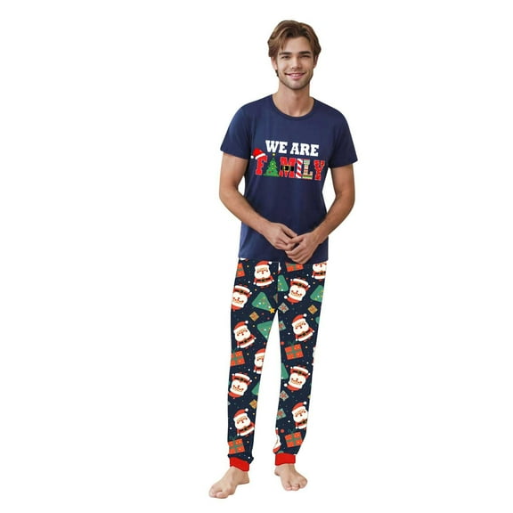 Family Matching Christmas Pajamas Set Matching Christmas Pajamas Set for Family Holiday Photos Long Sleeve 2 Piece Sleepwear Homewear PJs with Fun Print My Items