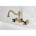 thumbnail image 2 of Kingston Brass KS1283PKX Duchess Double-Handle Wall-Mount Kitchen Faucet, Antique Brass, 2 of 7