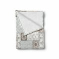 thumbnail image 2 of Orient Soft Flannel Fleece Blanket, Oriental Motif Pastel Patchwork Pattern with Filigree Ornaments Illustration, Cozy Plush for Indoor and Outdoor Use, 50" x 70", White Beige Grey, by Ambesonne, 2 of 6