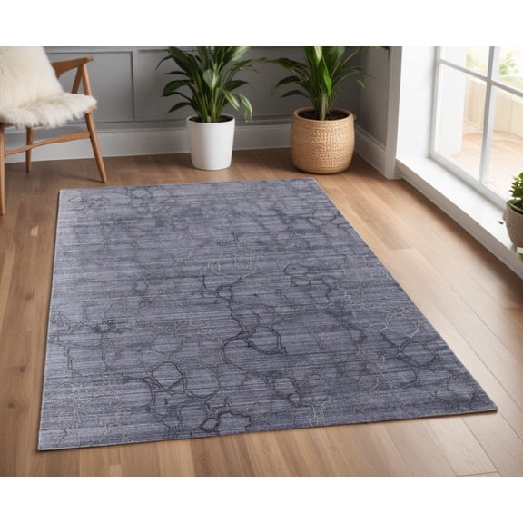 HomeRoots 567845 4 x 6 ft. Abstract Hand Woven Rectangle Area Rug, Gray & Blue