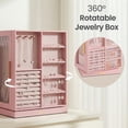 thumbnail image 2 of LEDREM 360° Rotating Jewelry Box Organizer with 5 Drawers, Vertical Earring Storage, 8.7 x 6.3 x 11 Inches, Pink, 2 of 6