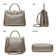 thumbnail image 6 of Woven Bag for Women Shoulder Purse: Vegan Leather Handbag - Handmade Tote Bag - Elegant Satchel Bag with Bowknot (Light Copper and Silver Color), 6 of 7