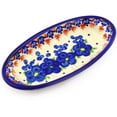 thumbnail image 1 of Polish Pottery 7¼-inch Condiment Dish (Passion Poppy Theme) Signature UNIKAT Hand Painted in Boleslawiec, Poland + Certificate of Authenticity, 1 of 6
