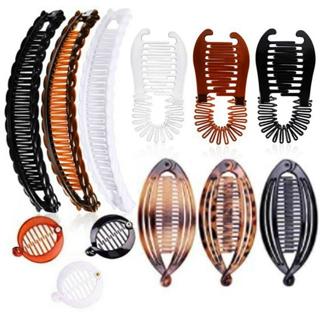 Ensemble de Pinces Banane Française : Pince à Cheveux Vintage Queue de Poisson Peigne Clincher Porte-Queue de Cheval