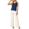 thumbnail image 2 of INSPIRE CHIC Women's Satin Tank Top V Neck Basic Silky Double Strap Sleeveless Blouse S Navy Blue, 2 of 6