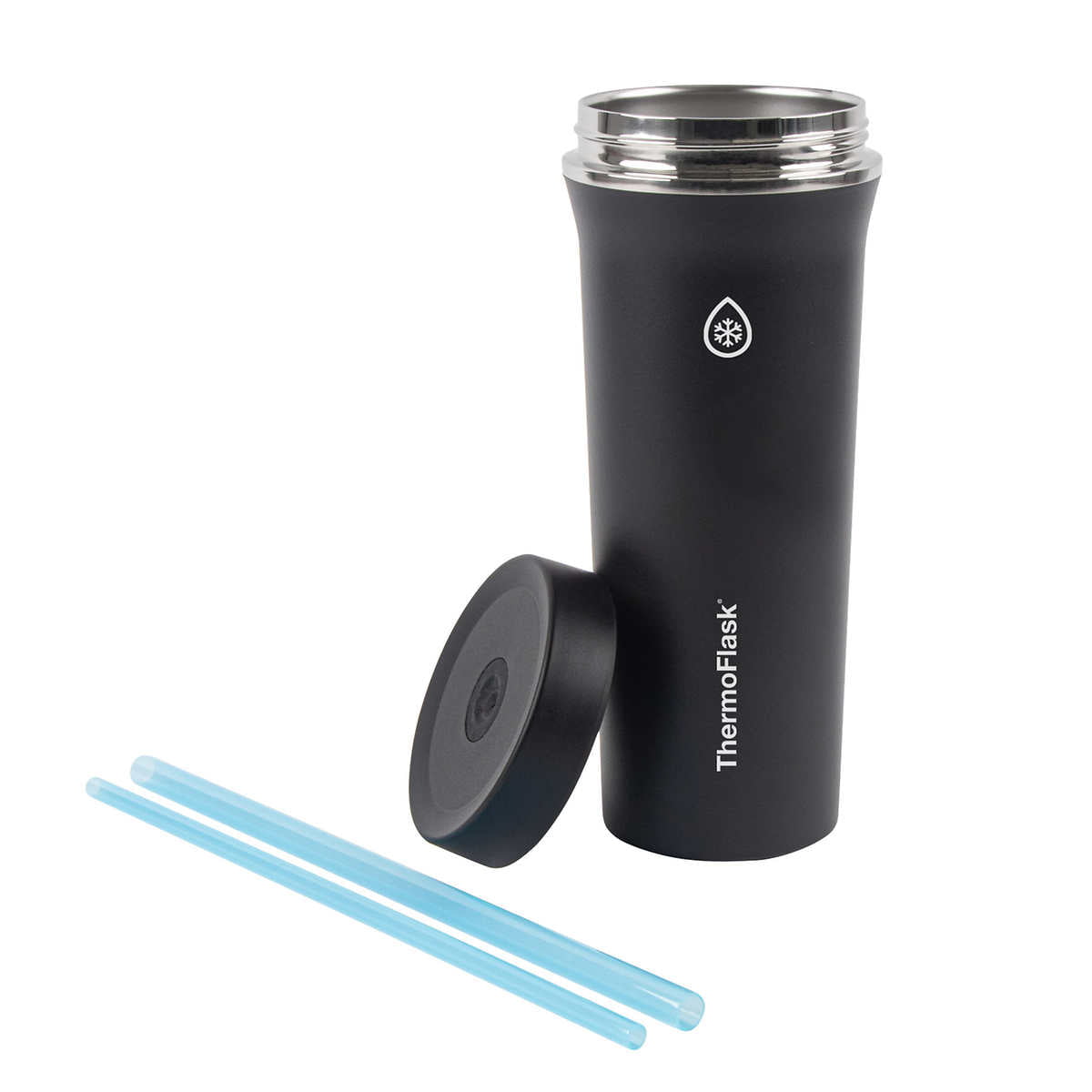 ThermoFlask 32oz Insulated Standard Straw Tumbler, 2-pack (Black) 