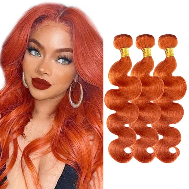 Hair Bundles Ladrxadr Ginger Body Wave, 3 paquetes de 12 a 34 pulgadas
