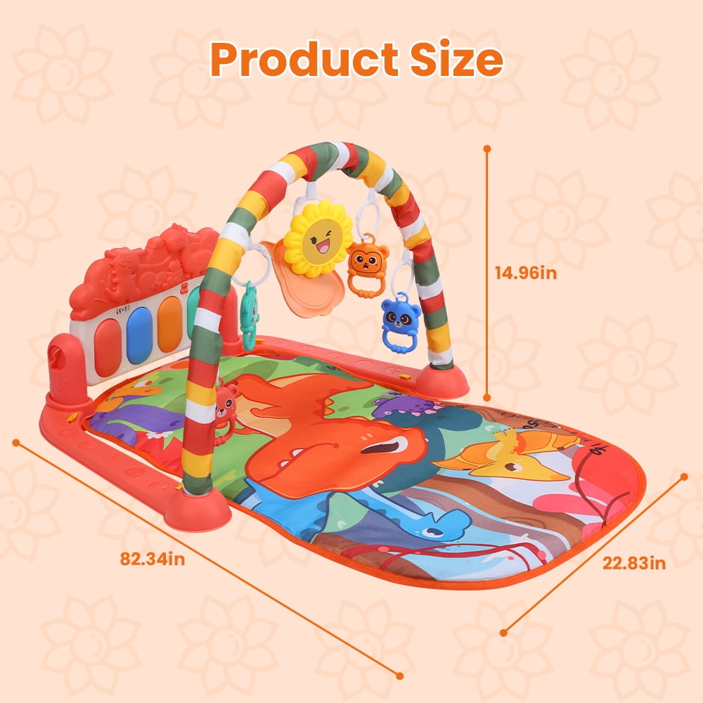 JoyStone Baby Gym Play Mat, Tummy Time Mat with Music, Lights Piano Activity Gym, Newborn Gift for 0-12 Months