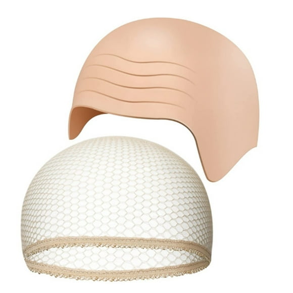 Pieces Halloween Bald Cap Makeup Latex Bald Head Wig Caps Bald Hat Cosplay Costume For Adults ( Beige), Pullover Toupee