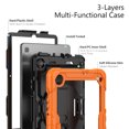 thumbnail image 6 of Case for Samsung Galaxy Tab S6 Lite 10.4 Inch 2024/2022/2020 with Screen Protector, 360 Degree Rotating Kickstand Hand Strap Heavy Duty Shockproof Cover with Shoulder Strap, Orange, 6 of 7