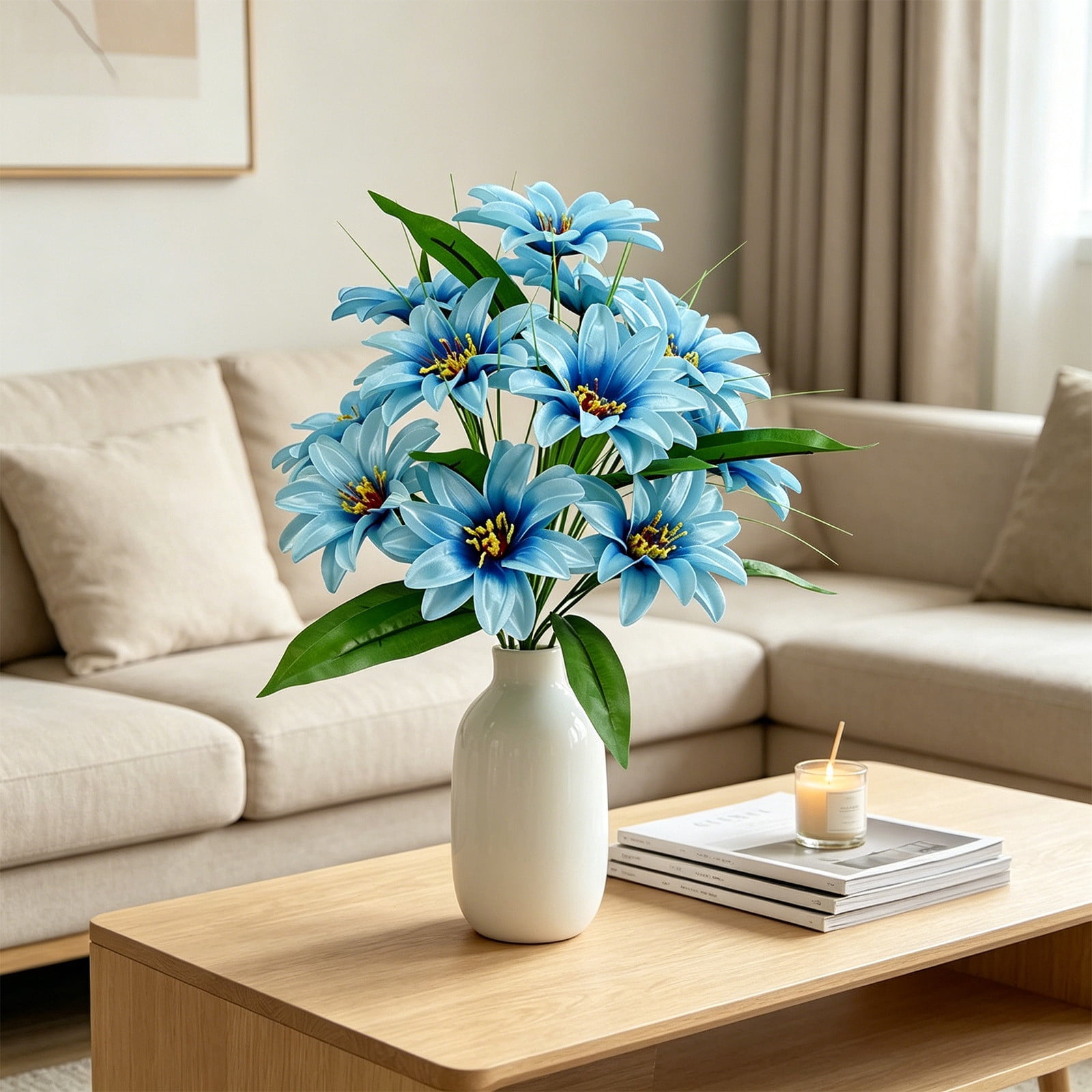 Werulen 12 Head Peony Artificial Flower Bouquet Realistic Full Bloom Vibrant,Home Living Room Table Wedding Decor,Faux Floral Bouquet,Table Decor Piece,Home Floral Accessory