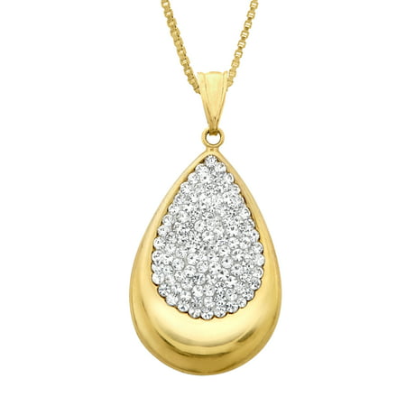 Luminesse Teardrop Pendant Necklace with Swarovski Crystals in 14kt Gold-Plated Sterling Silver