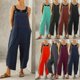 thumbnail image 1 of Womens Ladies Summer Autumn Dungarees Cami Top Buttons Overalls Baggy Jumpsuit Playsuit Pockets Trousers Pants Holiday, 1 of 2