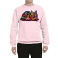 thumbnail image 2 of Wild Bobby, Colorful Rainbow Cat Animal Lover Unisex Crewneck Graphic Sweatshirt, Light Pink, Small, 2 of 3
