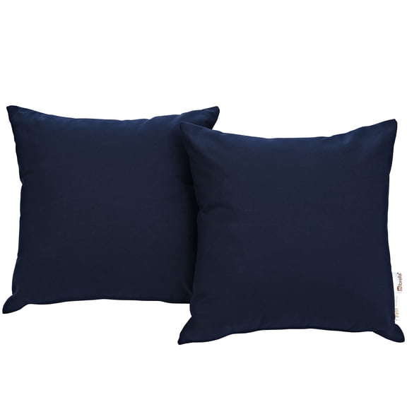 Modern Contemporary Urban Design Outdoor Patio Balcony Pillow ( Set of Two), Navy Blue, Fabric