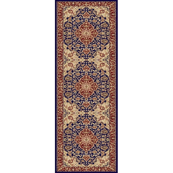 Tayse Sensation Area Rug 4787 NAVY Traditional Navy Blue Bordered Medallion 2' 3" x 7' 3" Rectangle