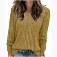 thumbnail image 2 of jtjvou Womens Lightweight Sweaters 2024 Long Sleeve Henley Shirt Fall Casual Crewneck Tunic Tops,Yellow,XL, 2 of 7