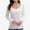 White, variant on Women Long Sleeve Scoop Neck Slim Fitted Basic Soft T-Shirts