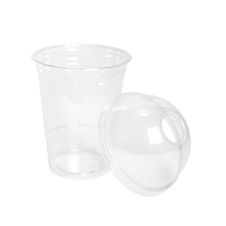 16 oz. Clear Plastic Cups with Dome Lids [100 Sets]