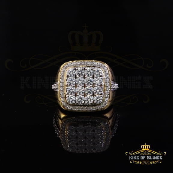 King Of Bling's 925 Sterling Yellow Silver 6.08CT Cubic Zirconia Square Men Rings Size 10