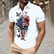 thumbnail image 1 of Blusa y camisa de manga corta con cuello vuelto para hombre, estilo casual, de moda, de manga corta, con botones estampados y cuello vuelto, blusa de poliéster para hombre., 1 of 5