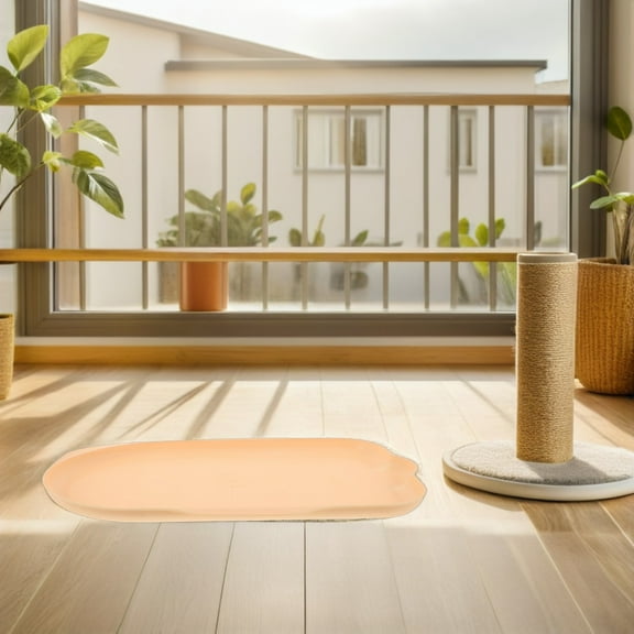 OULII Yellow Waterproof Pet Feeding Tray with Anti Slip Feature for Dog and Cat Food Bowls