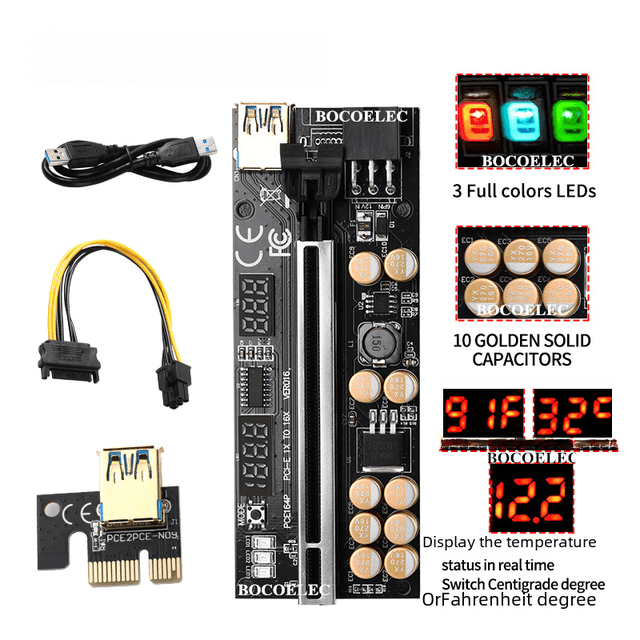 Cable adaptador de extensión de tarjeta gráfica PCI-E Cable adaptador USB3.0 Riser1X a 16XVER006-018
