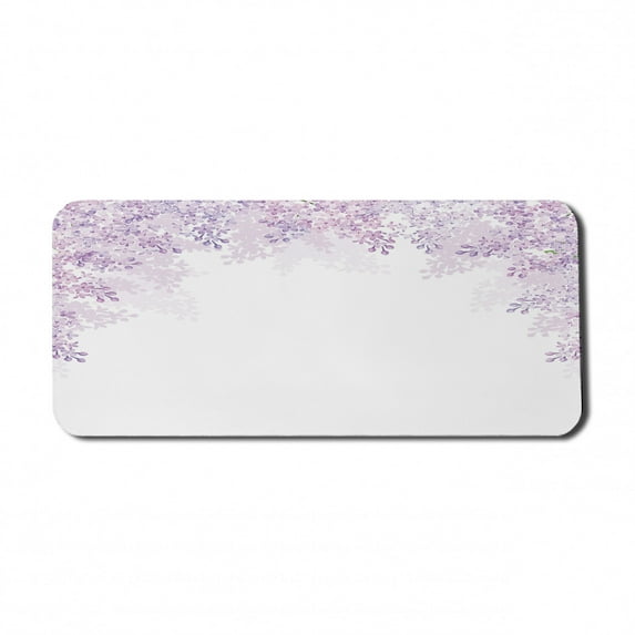 Flower Computer Mouse Pad, Framing Lilac Flowers in Blossom Vernal Season Soothing Color Shades, Rectangle Non-Slip Rubber Mousepad X-Large, 35" x 15" Gaming Size, Pale Mauve Lavender, by Ambesonne