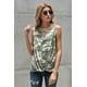 thumbnail image 3 of ABPHQTO Camiseta sin mangas con bajo retorcido y estampado de camuflaje para mujer, 3 of 5