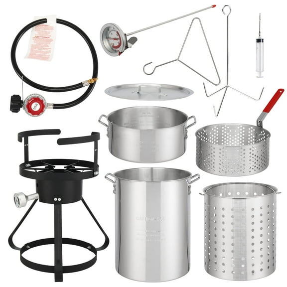 Propane Outdoor Fryer Kit Aluminum Frying/Boiling Turkey Fryer Pot 30QT 4 Piece Set