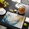 thumbnail image 4 of Blue Gold Marble Pattern Summer Placemats Table Placemats Set Of 4-Linen Kitchen Washable Placemats Table Mats 11.8"x17.7" Non-Slip Heat Resistant, 4 of 6