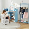 thumbnail image 5 of Costway Corner Kids Vanity with Lights, 3 Storage Shelves, 5 Open Compartments, Accessories Blue + White, 5 of 12