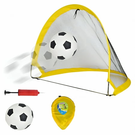 BESTSKY Kids Mini Soccer Goal Set - Backyard/Indoor Mini Net and Ball Set with Pump - Portable Folding Youth Soccer Goal Set - 26" x 15"