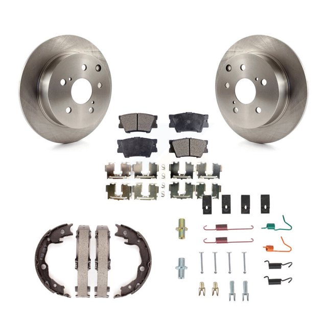 Transit Auto Rear Disc Rotors Semi-Metallic Pads Parking Brake Shoes and Hardware Kit for Car Toyota Matrix Pontiac Vibe K8F-104980