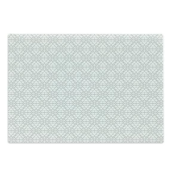 Geometric Cutting Board, Continuous Pattern with Abstract Concave Shapes and Triangles Print, Decorative Tempered Glass Cutting and Serving Board, in 3 Sizes, by Ambesonne