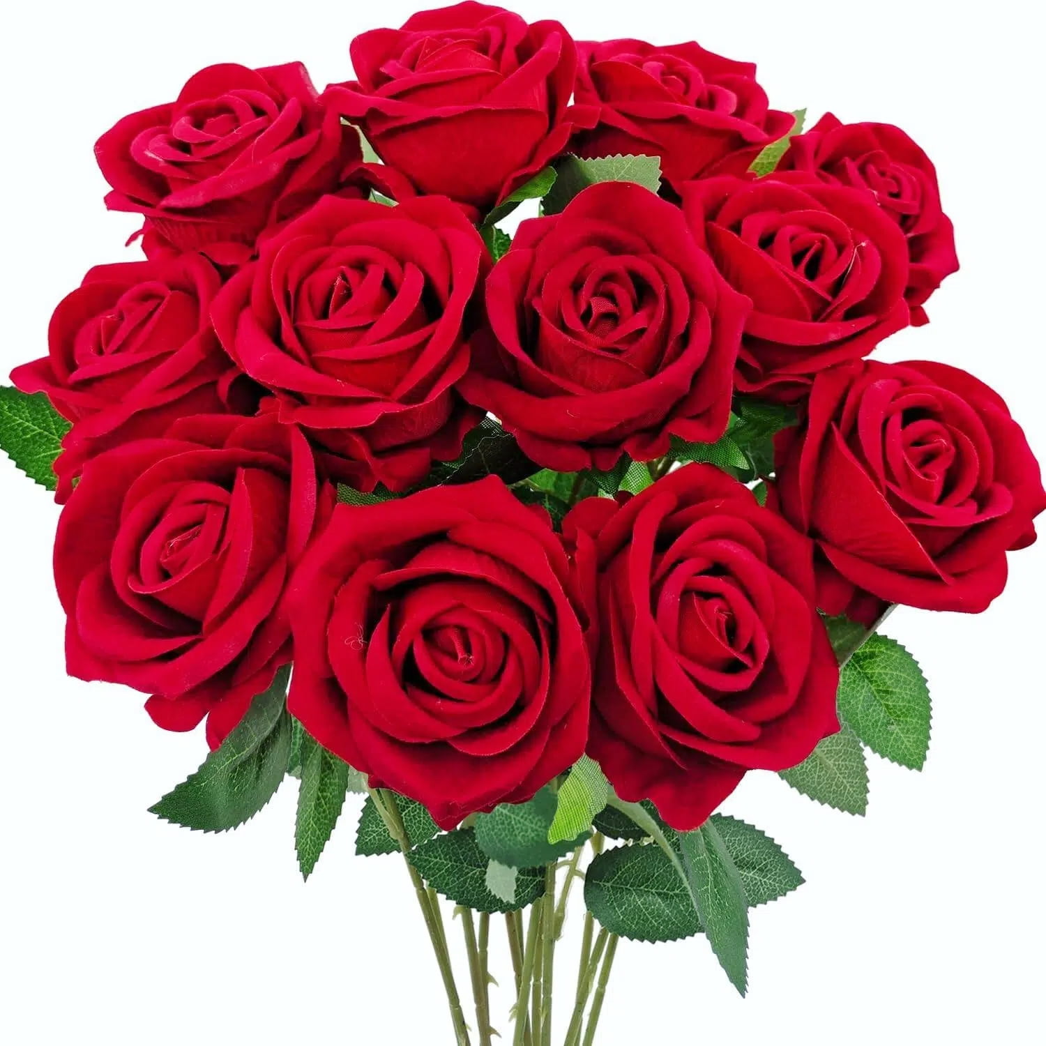 12PCS Artificial Silk Roses Bouquet, Realistic Fake Roses Long Stem Flowers for Vase, Wedding, Home, Party Table Centerpieces and Decorations